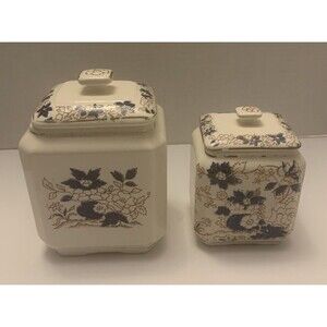 Antique Hand Painted Japanese Royal Crown Tea Caddys